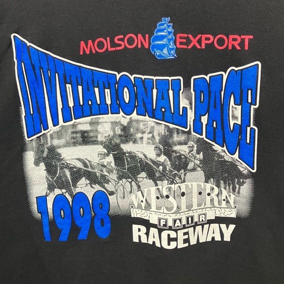 90s Black Molson export Invitational Pace Graphic T-Shirt 1998 xl - Picture 2 of 9
